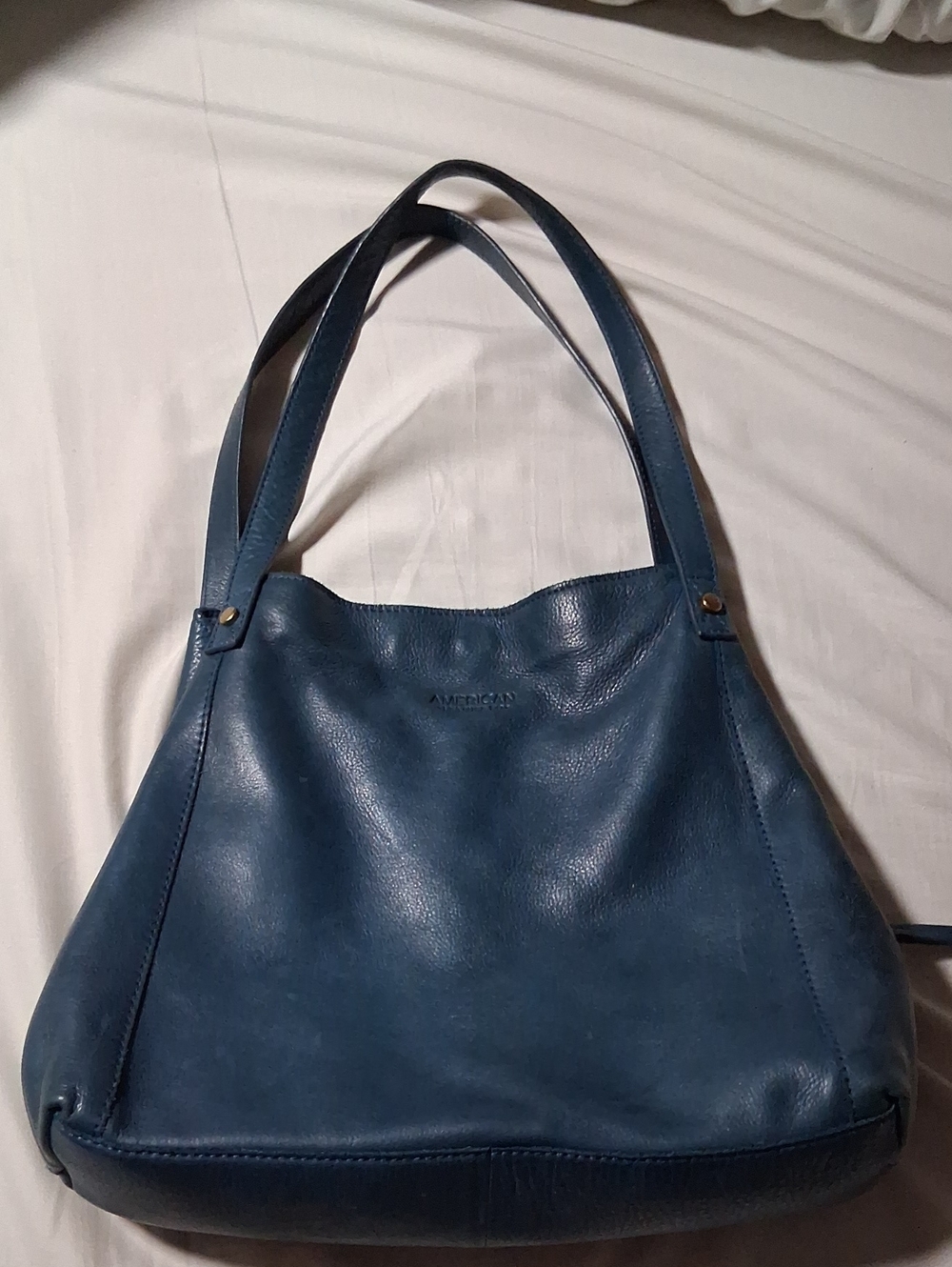 AMERICAN LEATHER CO. Blue Leather Shoulder Bag -